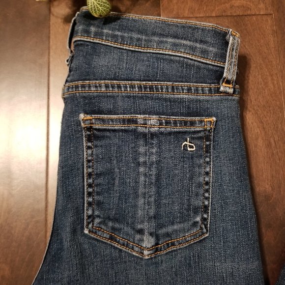 Rag & Bone 9" Skinny Distressed Blue Jeans - Picture 3 of 13